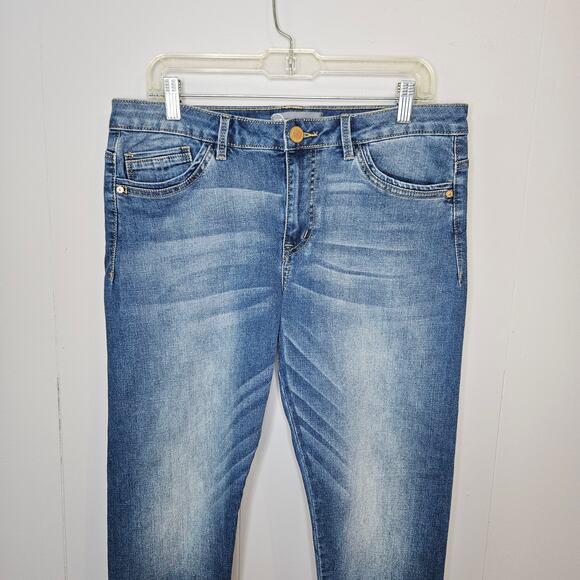 Wit & Wisdom 12P Ankle Length Frayed Hem Jeans Mid Rise Medium Wash Fading - Picture 4 of 13
